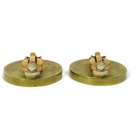 Authentic CHANEL CC CC Mark vintage Circle Round 94P Earrings Gold Plated Gold - Picture 11 of 11
